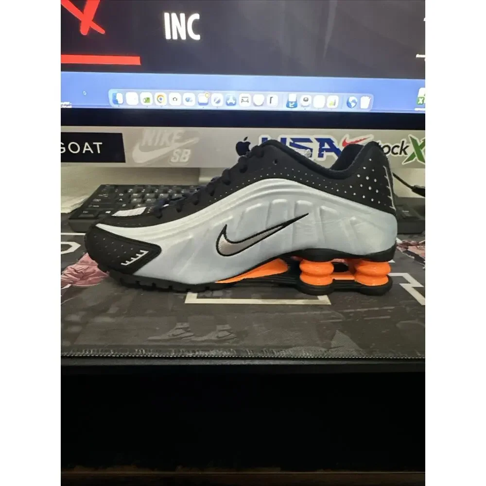 New Women's Size 9 Nike Shox R4 Blue Tint Orange AR3565-401